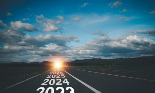 2023 letters on the road. The beginning of the year 2023 that continues to line up the year of the future.